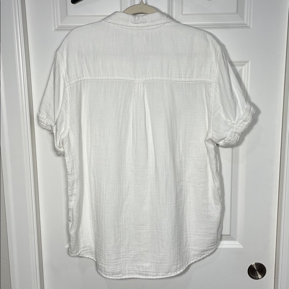 Aritzia Organic Cotton Button Up Collar Shirt Medium Longline White Gauze - Picture 5 of 11